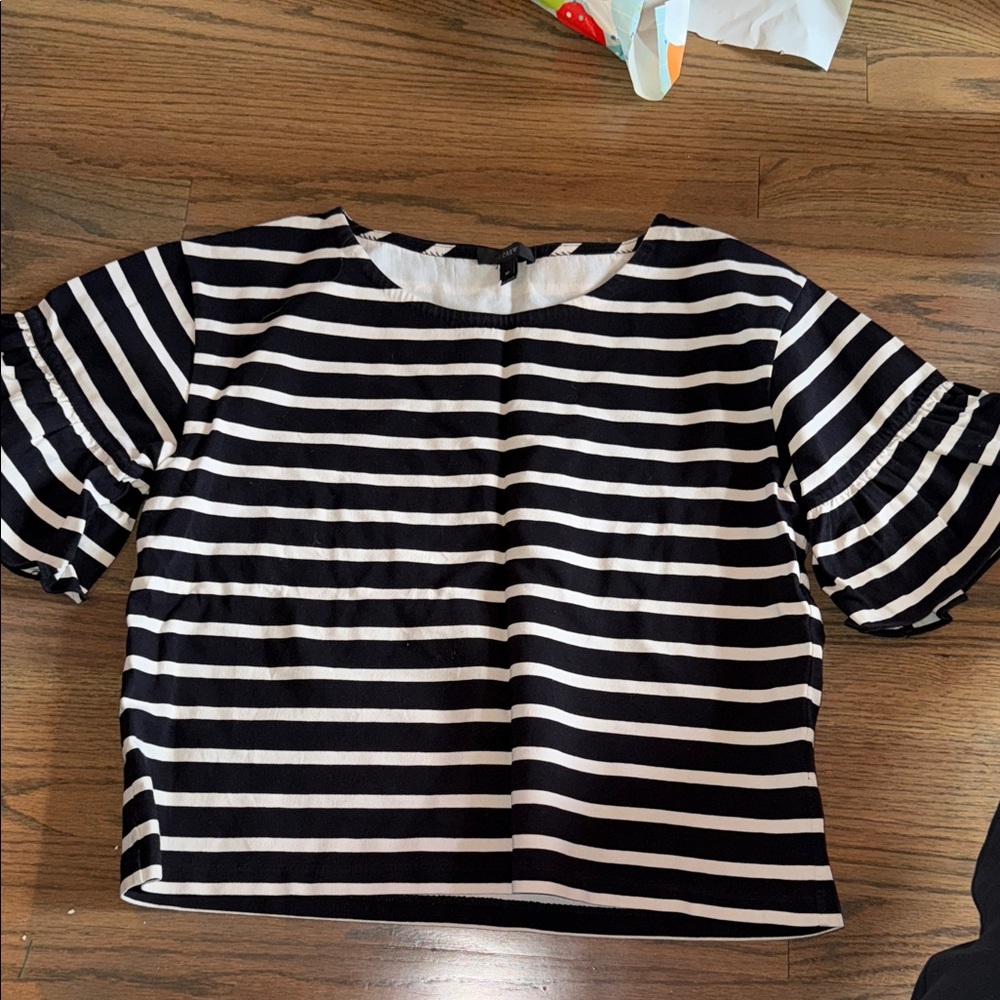 J. Crew Black and White Striped Top